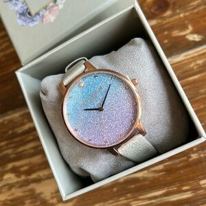 Olivia Burton Rose Gold multi color dial leather Women Watch under the sea shell
